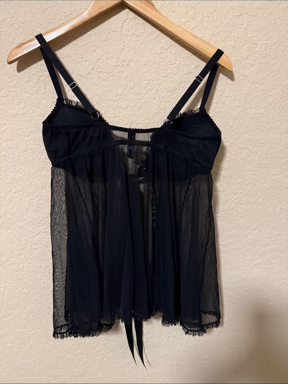Y2K VS Black Rhinestone Babydoll Chemise - Women Intimates 36C - Thumbnail 2