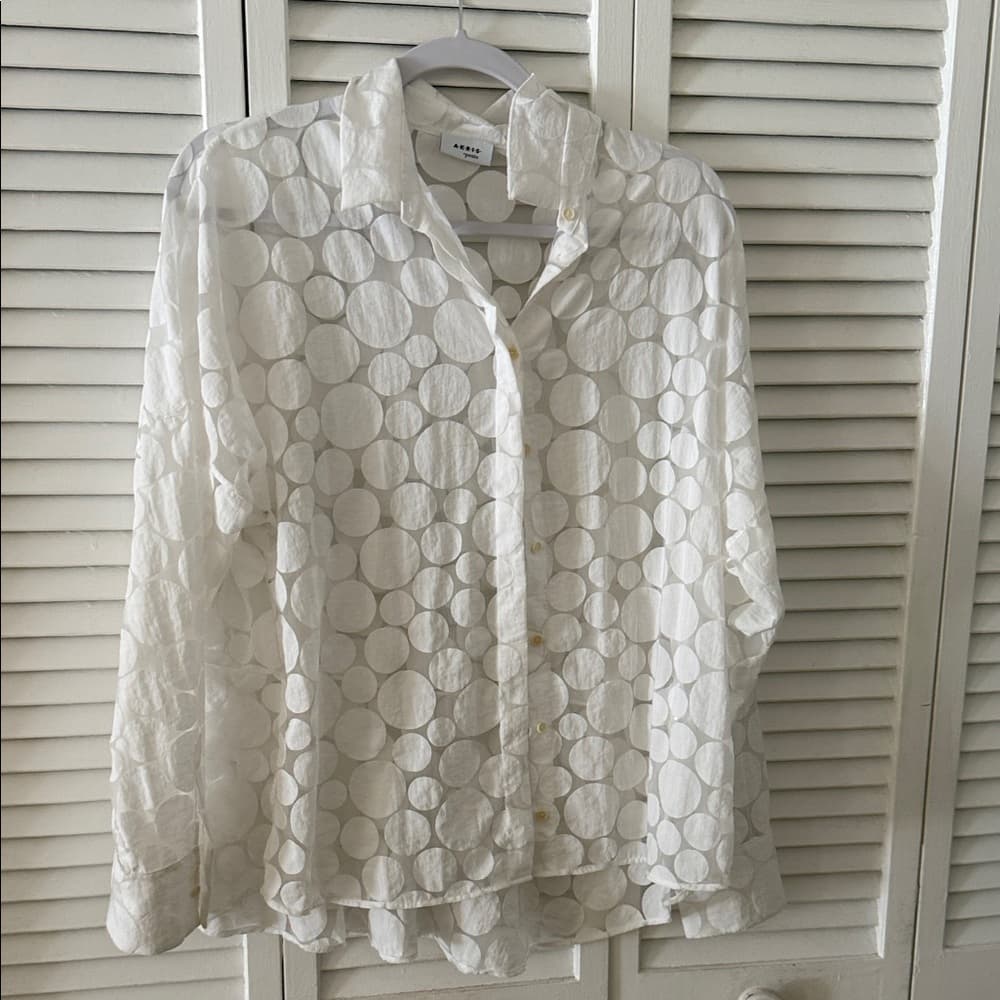 Akris White Circle Pattern Button-Down Shirt - Thumbnail 6
