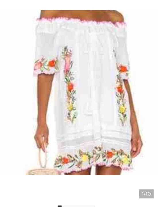 Pilyq Lana White with Pink and Yellow Floral Embroidery dress m/l - Thumbnail 6