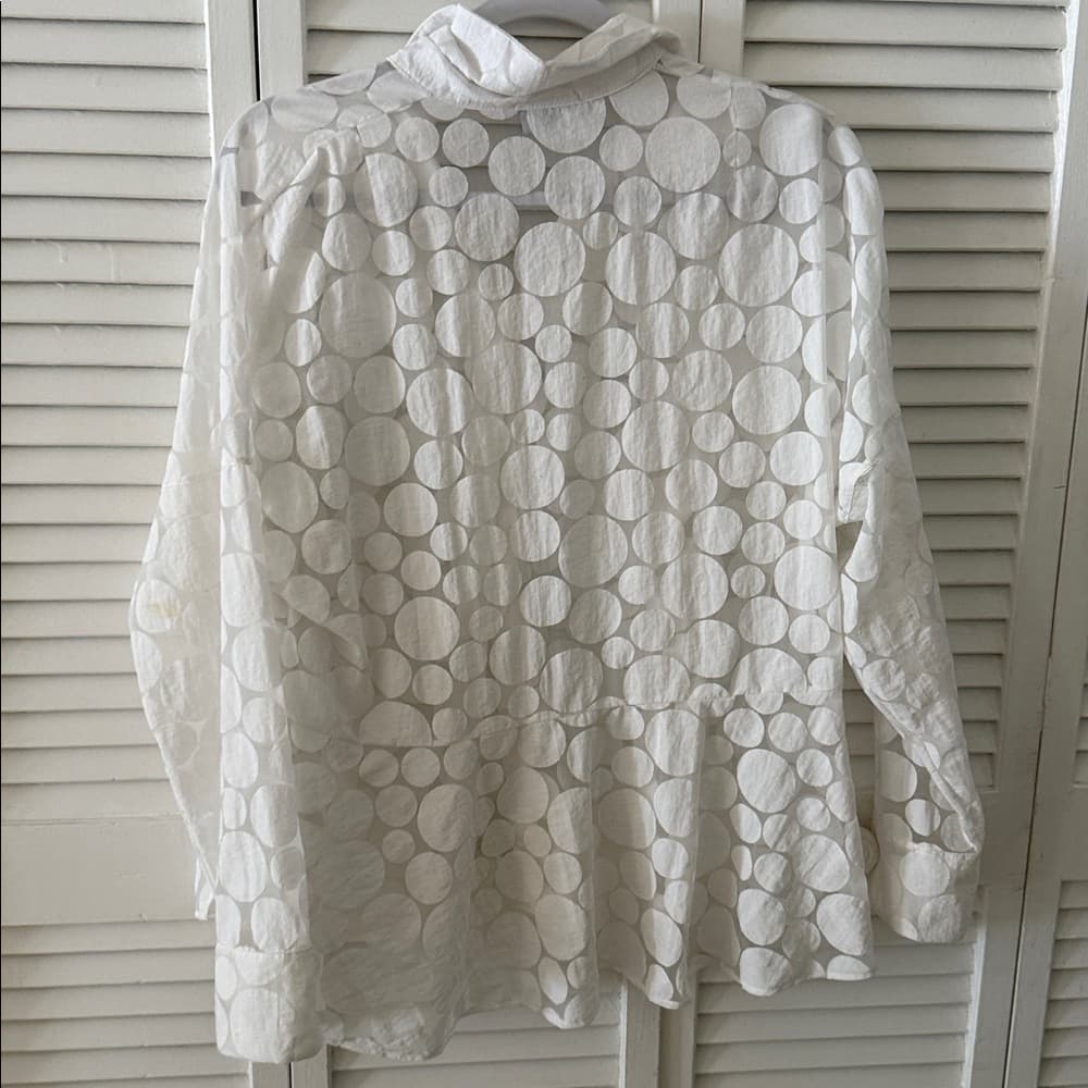 Akris White Circle Pattern Button-Down Shirt - Thumbnail 4