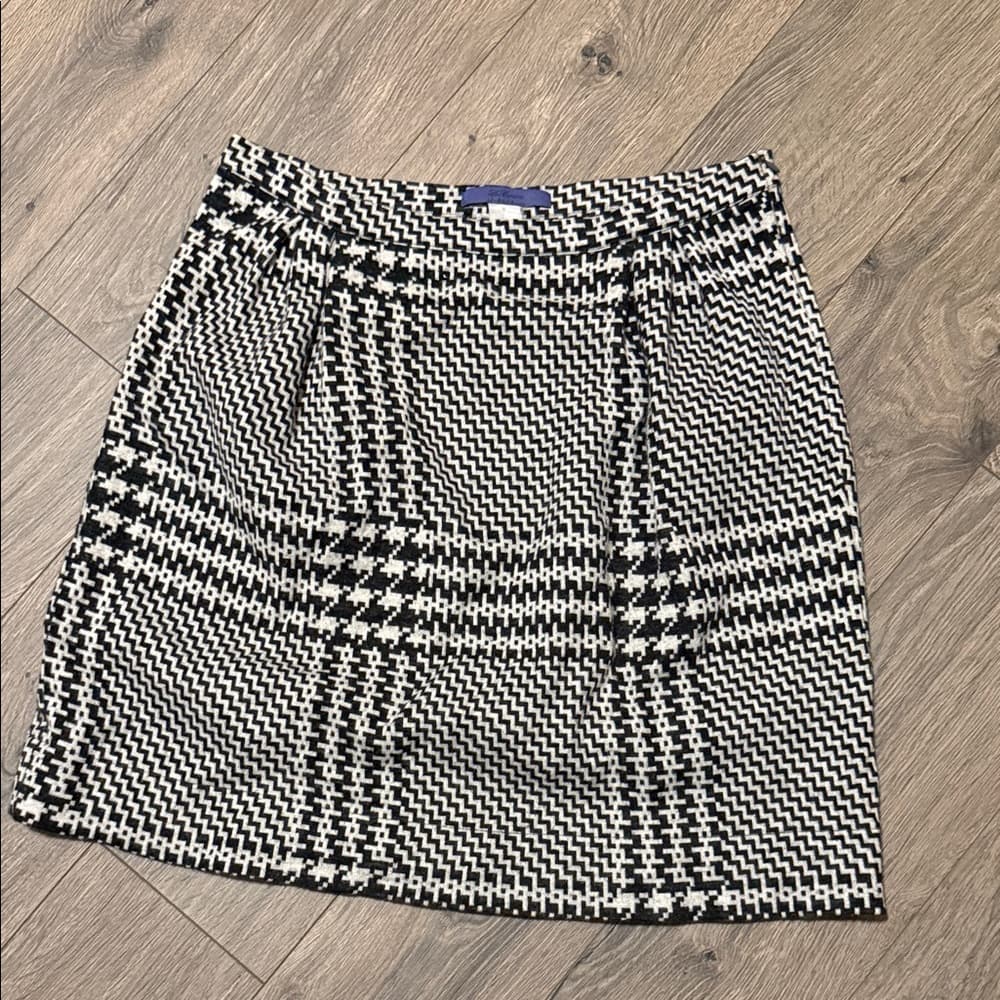 Les Copains Black and White Checkered Mini Skirt - Thumbnail 4