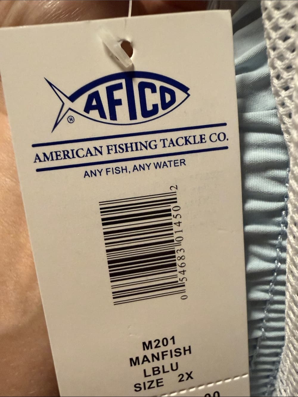 AFTCO Light Blue Men's Swim Shorts with Yellow Drawstring Tag - Thumbnail 4