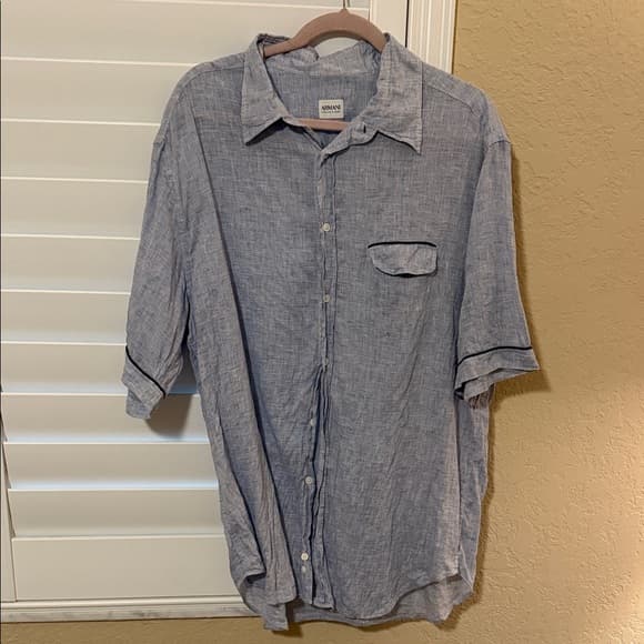 Armani Collezioni Sky Blue Button-Down Shirt - Thumbnail 5