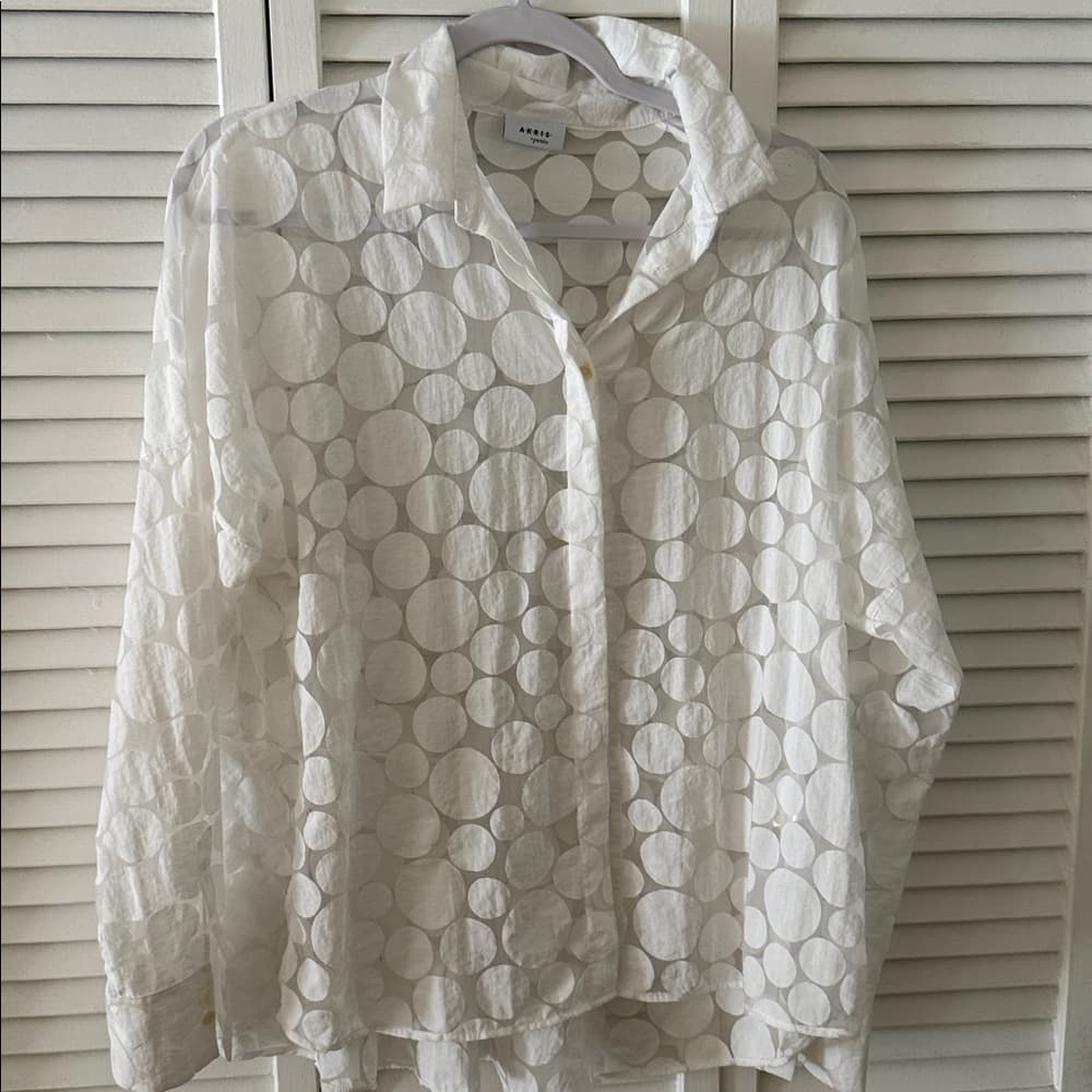 Akris White Circle Pattern Button-Down Shirt - Thumbnail 2