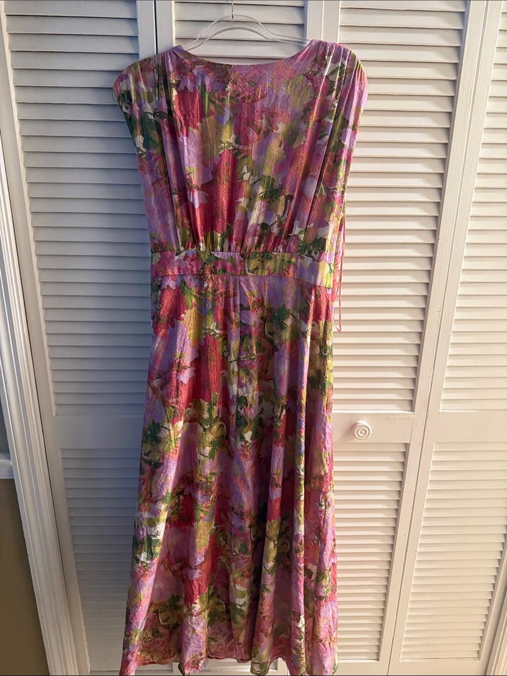 Taylor Pink & Green Floral Wrap Dress 14w - Thumbnail 2
