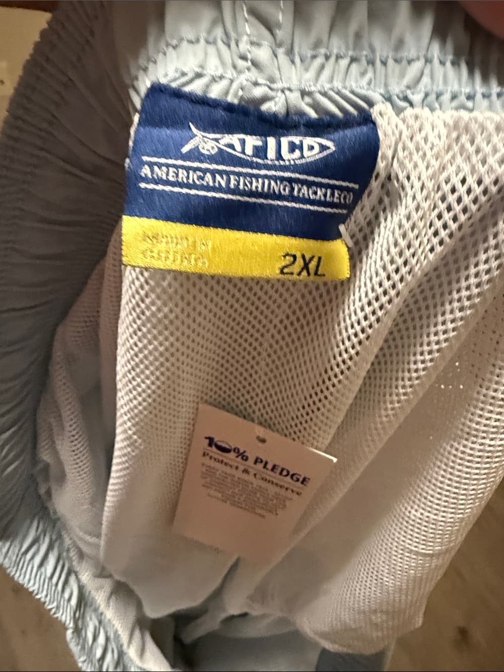 AFTCO Light Blue Men's Swim Shorts with Yellow Drawstring Tag - Thumbnail 3