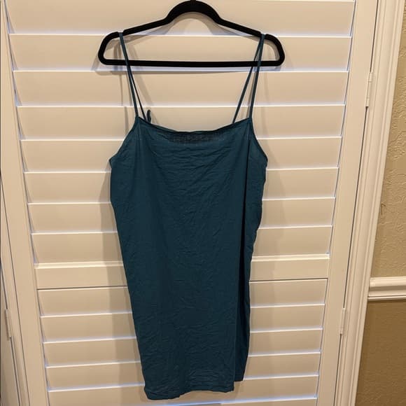 Vitamin A Teal Slip Dress with Spaghetti Straps coverup xl - Thumbnail 4
