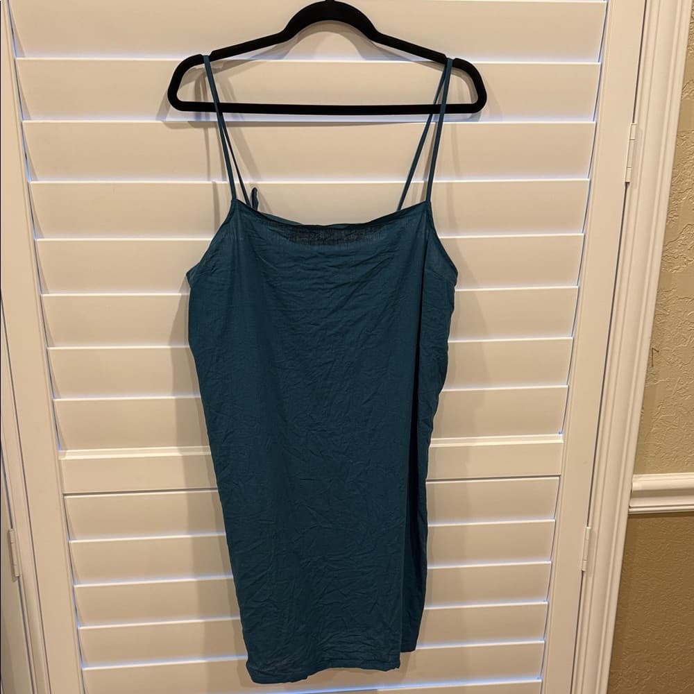 Vitamin A Teal Slip Dress with Spaghetti Straps coverup xl - Thumbnail 3