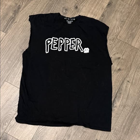 Pepper Black Sleeveless Graphic Tee mens sleeveless cut off sleeves tee xl - Thumbnail 4