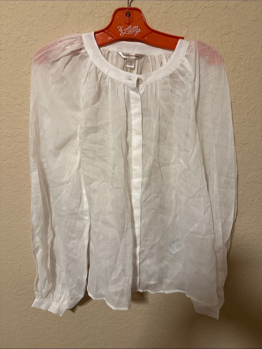 Banana Republic White Sheer Blouse 100% ramey new tag size small oversized - Thumbnail 5
