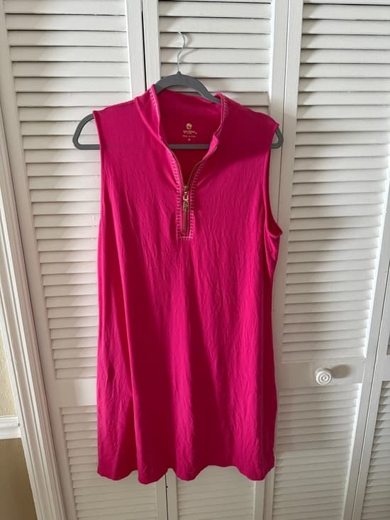 Spartina 449 Sleeveless Hot Pink Zip-Front Dress XL - Thumbnail 5