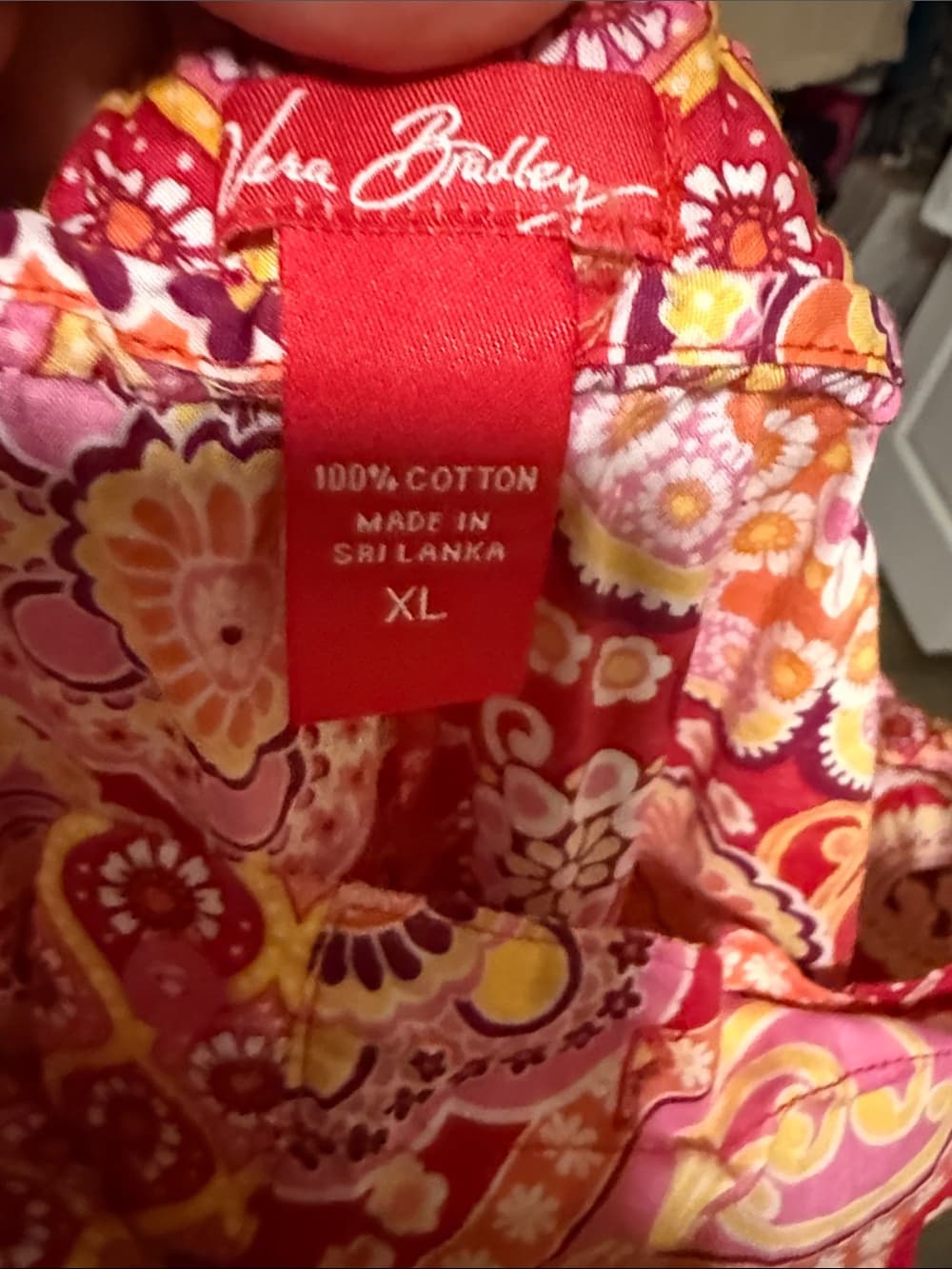 Vera Bradley Red Pink Orange Paisley Cotton Pajama pants XL