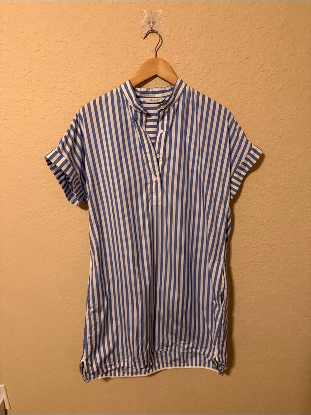 MaxMara Blue and White Striped Button-Up Shirt - Thumbnail 3