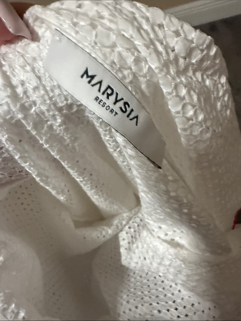 Marysia Swim White One-Shoulder Eyelet Dress with Red Trim - Thumbnail 3