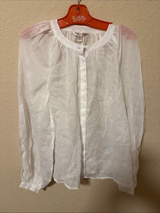 Banana Republic White Sheer Blouse 100% ramey new tag size small oversized - Thumbnail 6