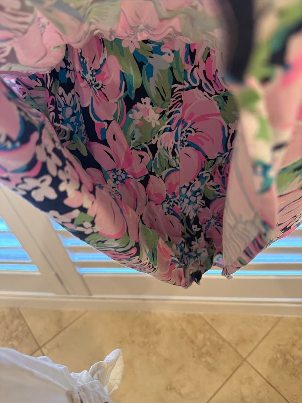 Lilly Pulitzer Floral Off-Shoulder Pink and Green Women’s Lana Skort Romper - Thumbnail 4