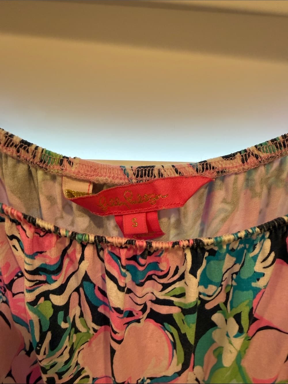 Lilly Pulitzer Floral Off-Shoulder Pink and Green Women’s Lana Skort Romper - Thumbnail 2
