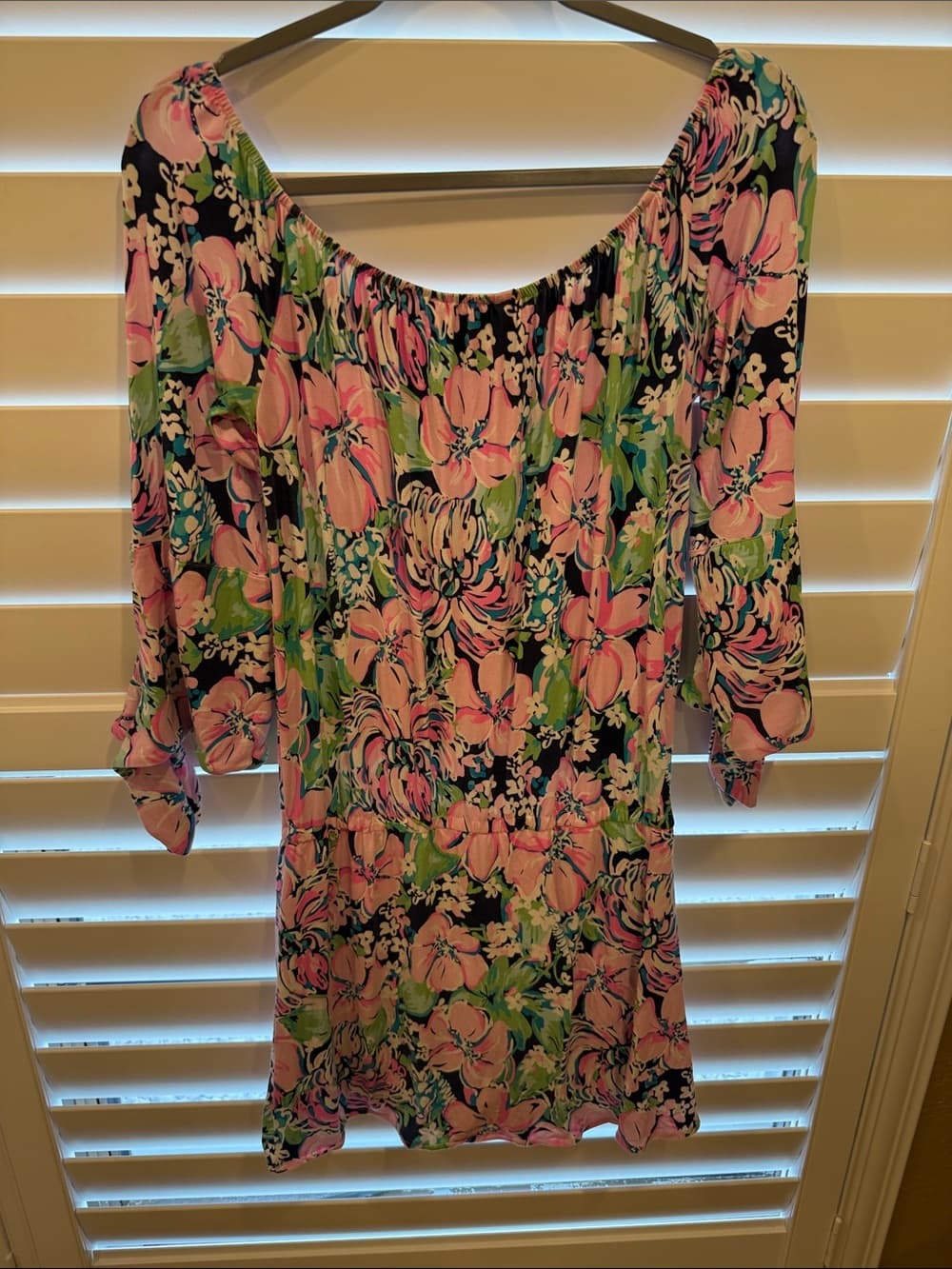 Lilly Pulitzer Floral Off-Shoulder Pink and Green Women’s Lana Skort Romper - Thumbnail 5