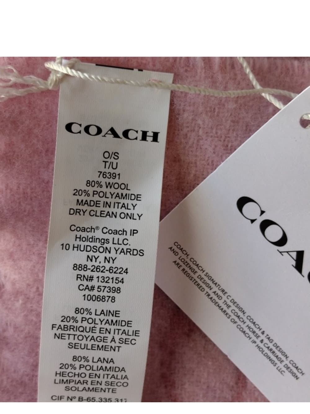 Coach Pink Logo Pocket Fringe Scarf nwt - Thumbnail 2