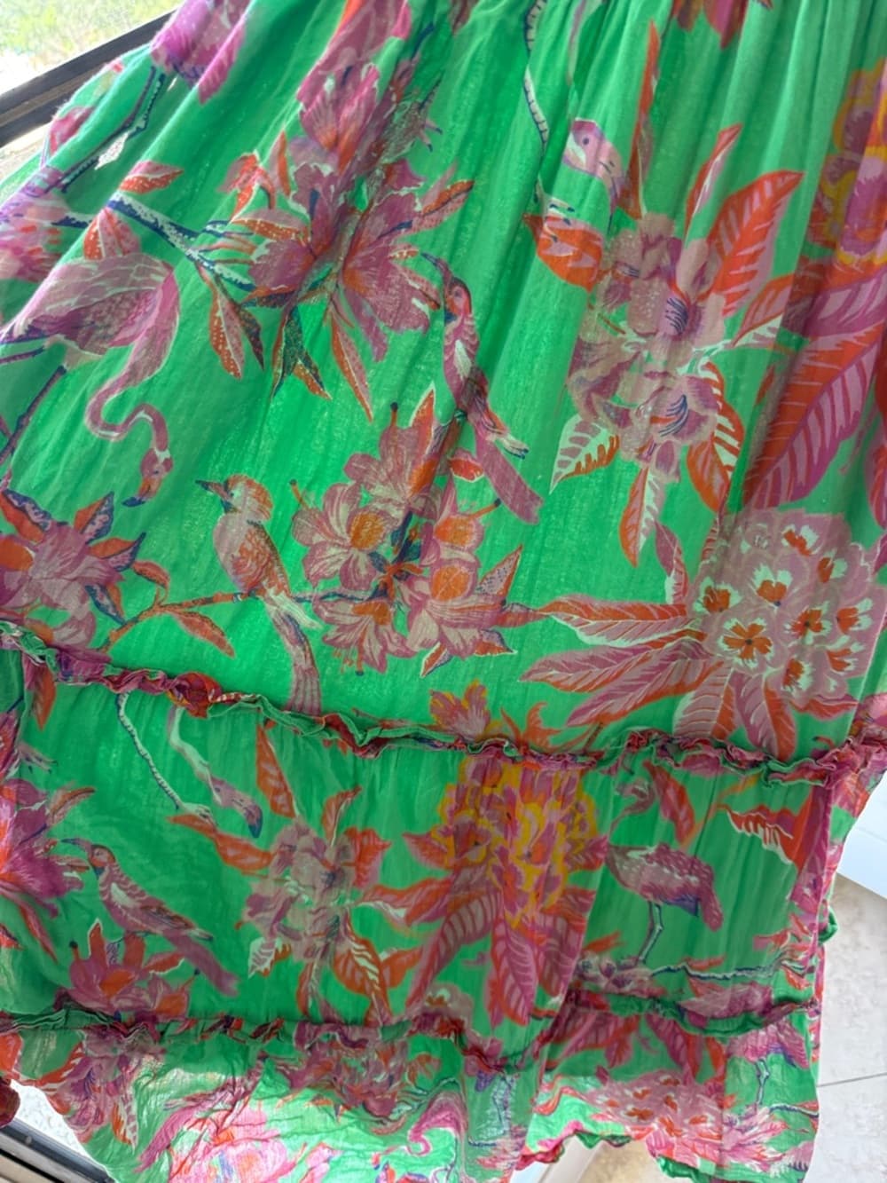 Banjanan Green & Pink Floral Smocked Maxi Dress - Thumbnail 3