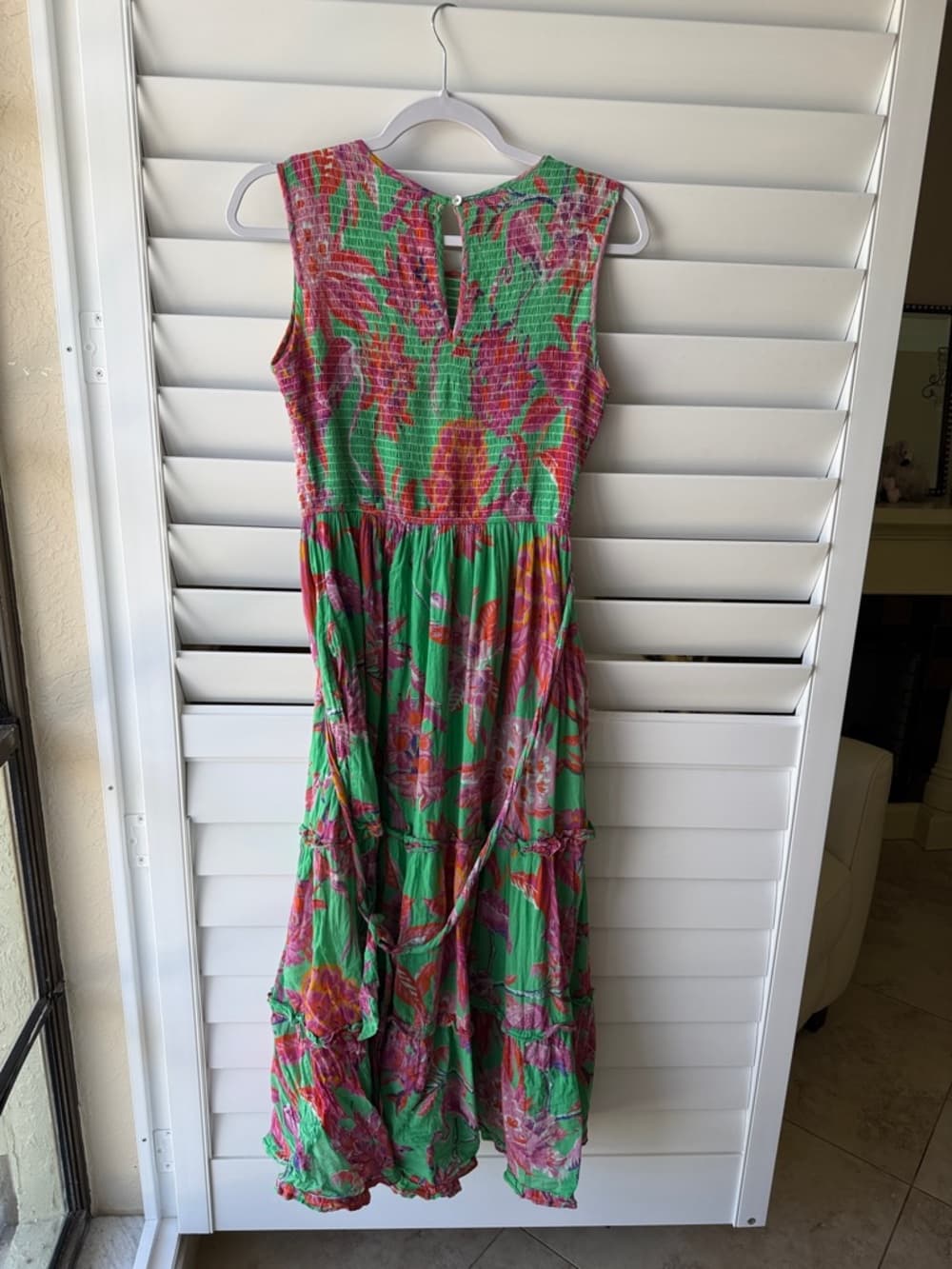 Banjanan Green & Pink Floral Smocked Maxi Dress - Thumbnail 2