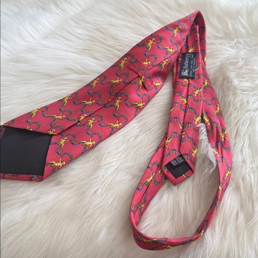Burberrys Vintage Silk Patterned Red Men's Tie - Thumbnail 2