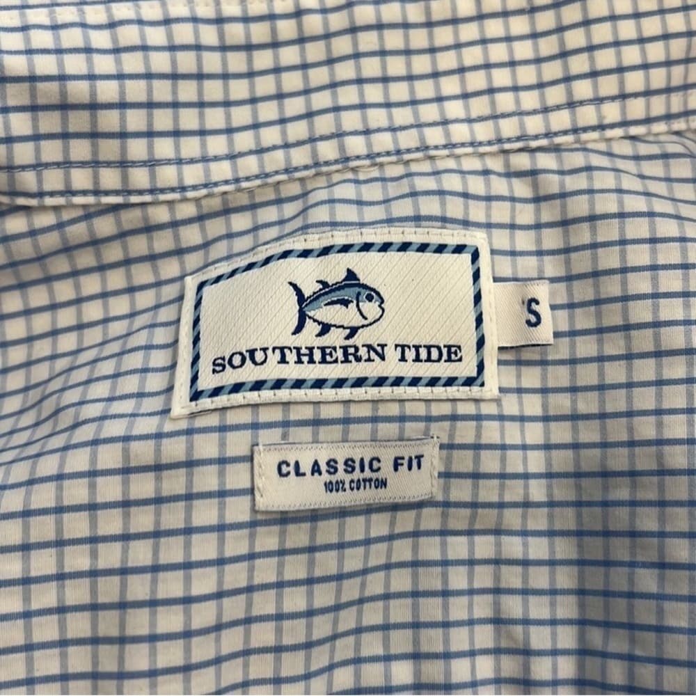 Southern Tide Light Blue Checkered Dress Shirt - Thumbnail 5