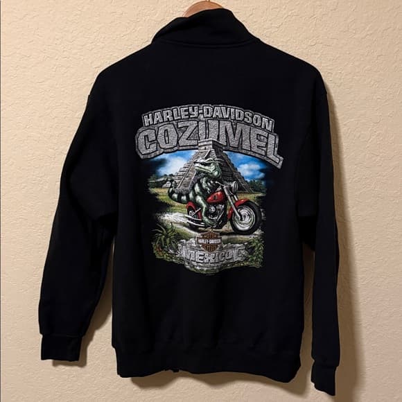 Harley-Davidson Cozumel Black Zip-Up Sweater with Graphic mens medium - Thumbnail 5