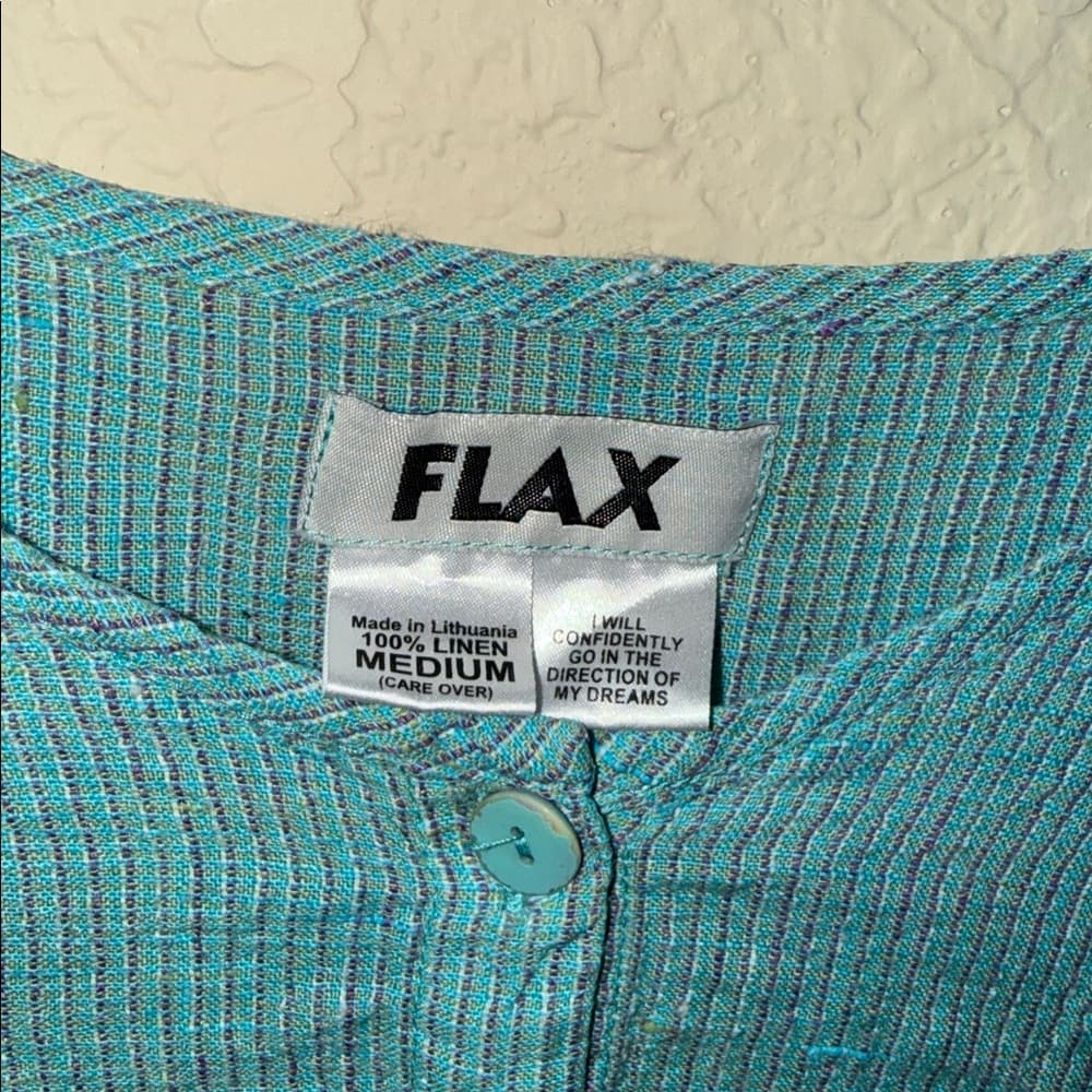 Flax Aqua Teal Lightweight Button Front Top size medium