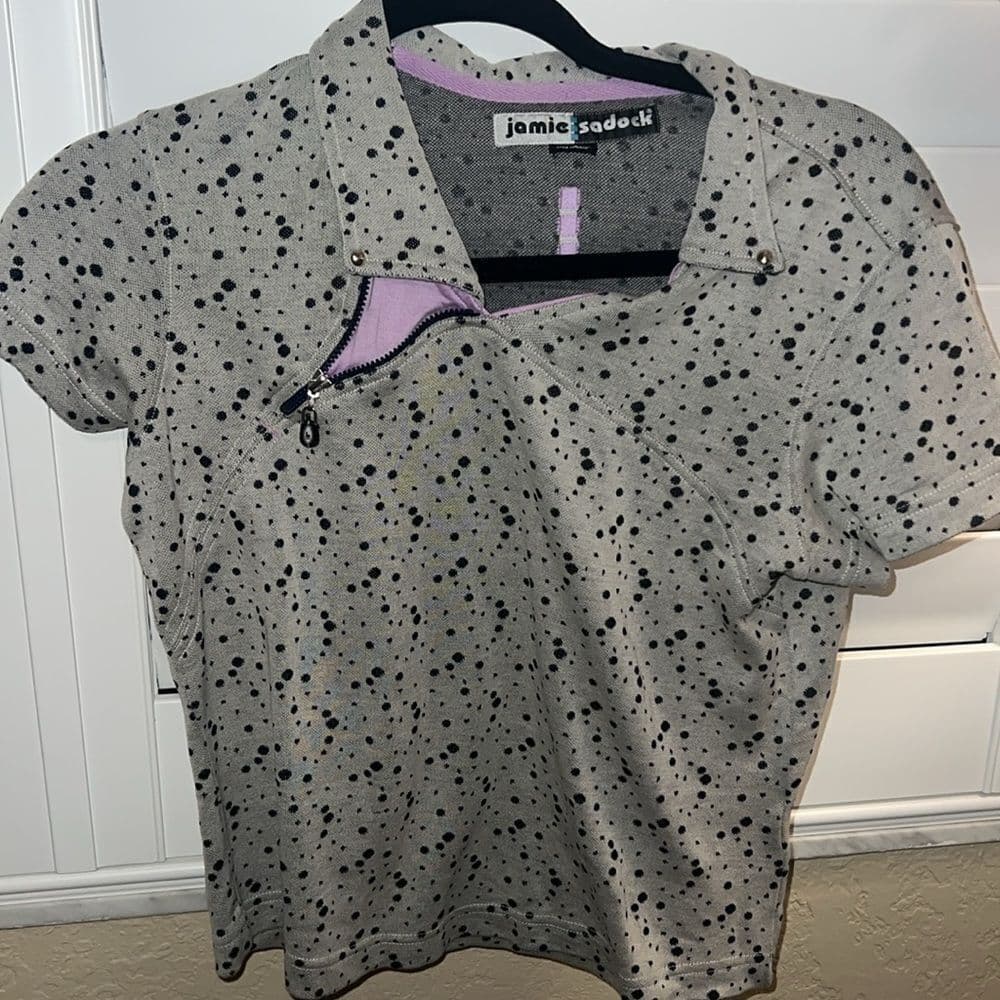 Jamie Sadock Gray Polka Dot Polo Golf Shirt xs - Thumbnail 3