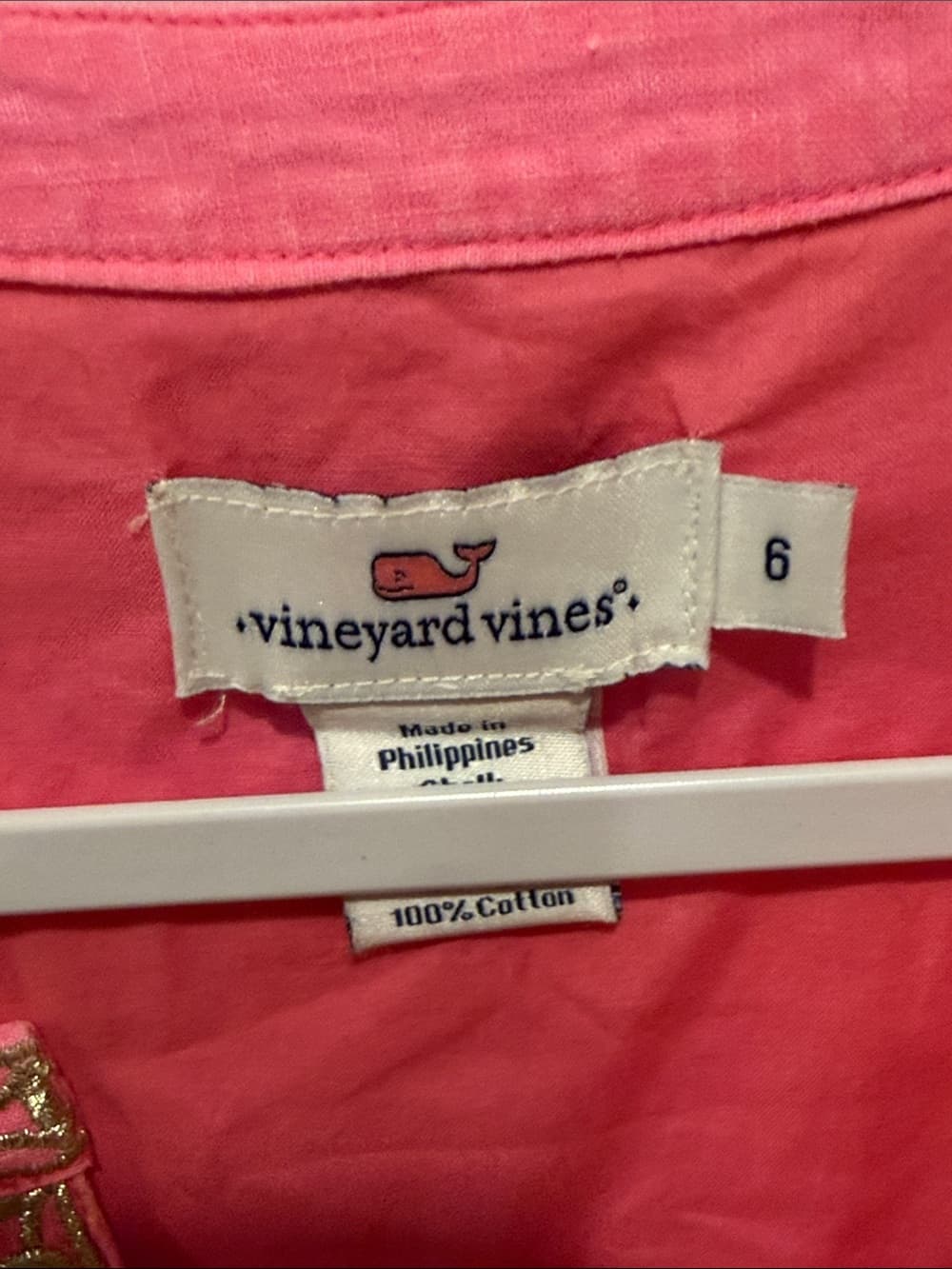 Vineyard Vines Hot Pink Embellished Sleeveless dress size 6 linen - Thumbnail 2