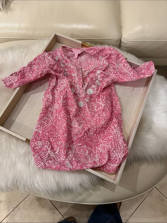 Lilly Pulitzer Pink White Floral Pullover Dress - Thumbnail 4