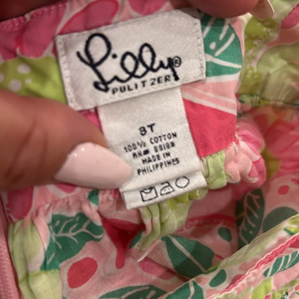 Lilly Pulitzer Pink and Green Floral Skirt with Tropical Flair - Thumbnail 2