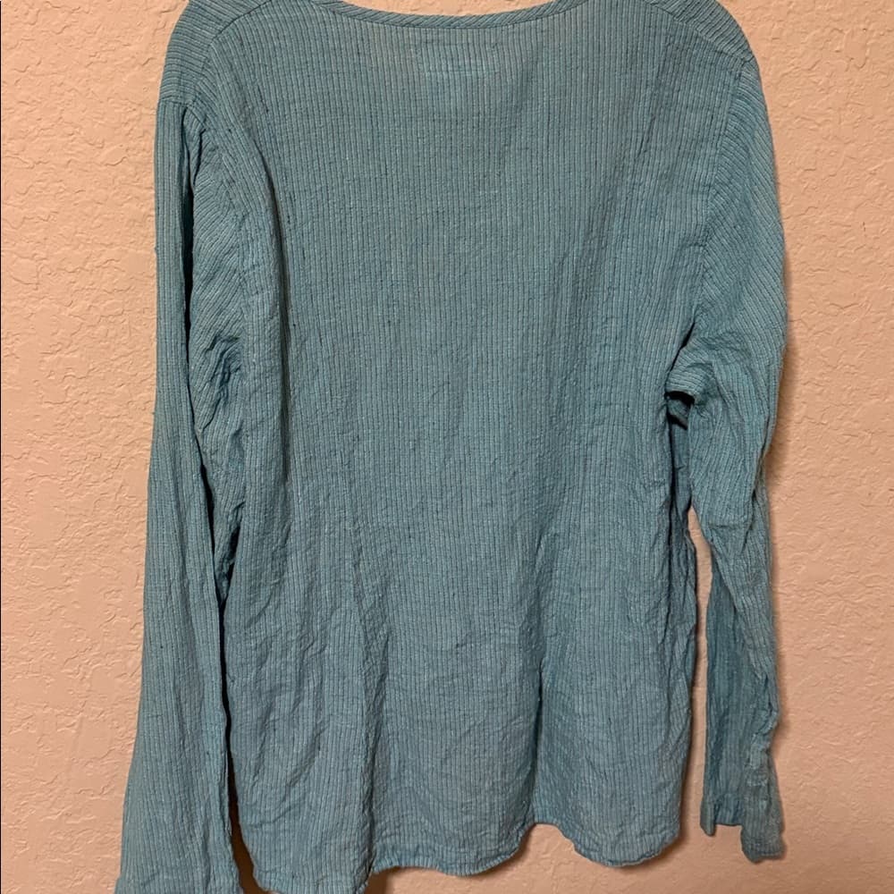 Flax Aqua Teal Lightweight Button Front Top size medium - Thumbnail 2