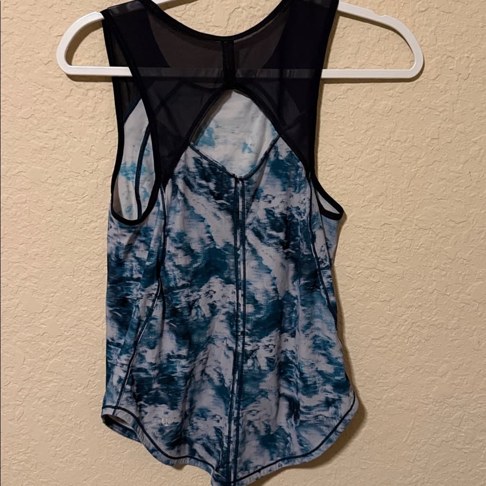 Lululemon Women's Teal Marble Print Mesh-Back Active Tank - Thumbnail 2