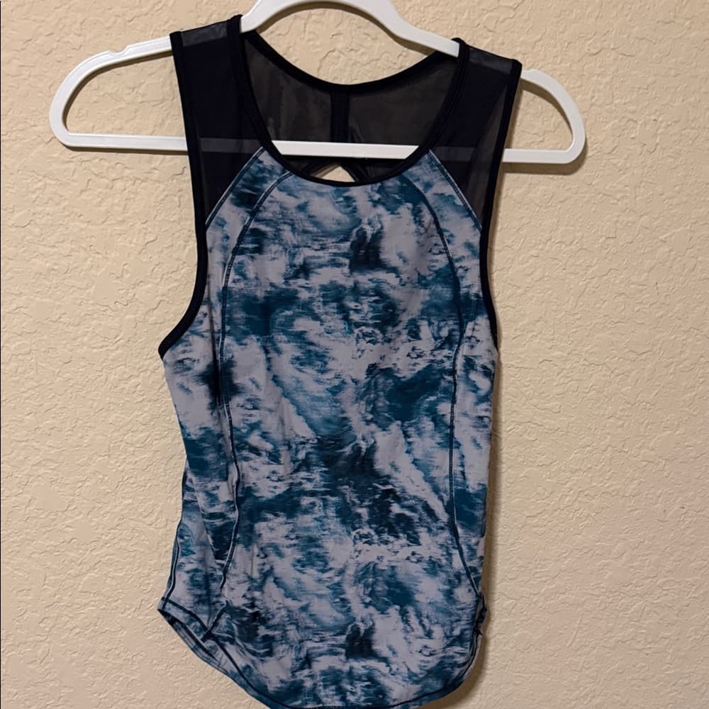 Lululemon Women's Teal Marble Print Mesh-Back Active Tank - Thumbnail 4