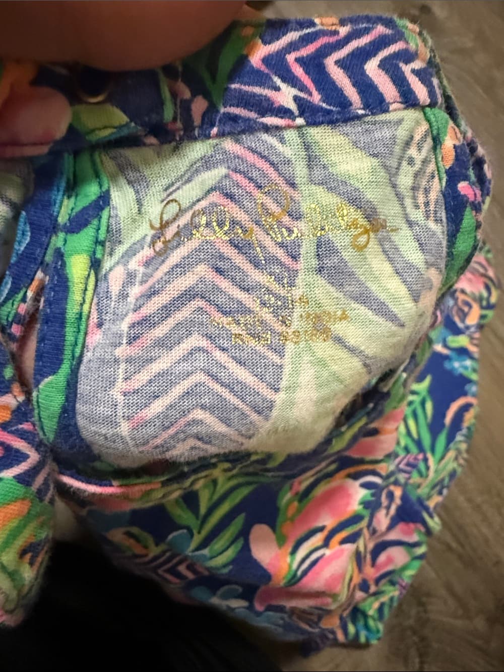 Lilly Pulitzer Girls Blue Pink Green Floral Romper - Thumbnail 2