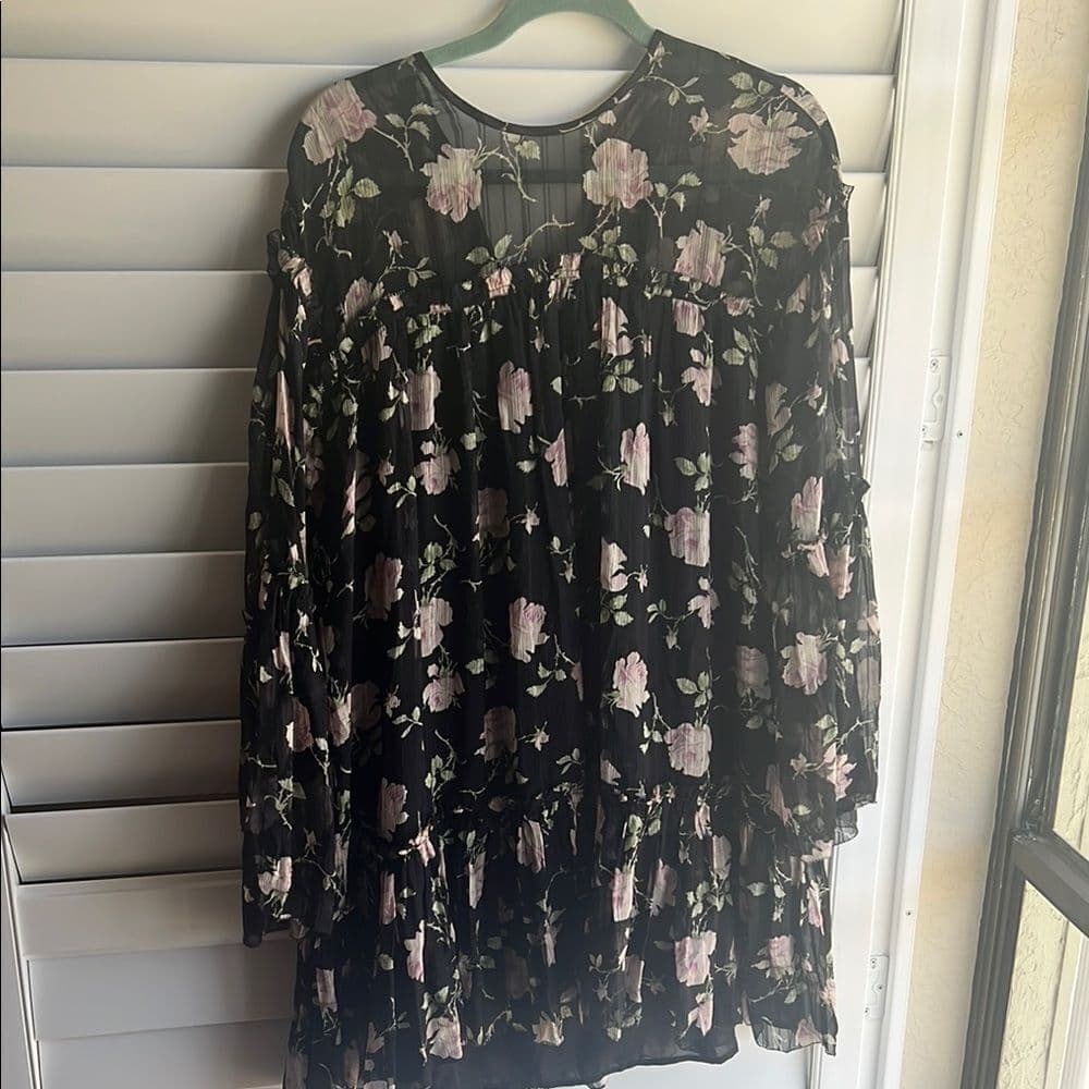 Ulla Johnson Dahlia Floral Sheer Black Dress size 4