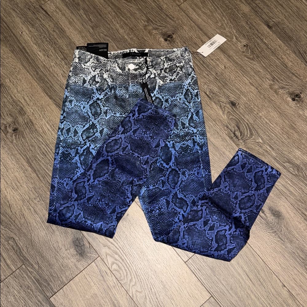 J Brand Photo Ready Alana High Rise Blue Ombre Snakeskin Crop Skinny 27 NWT - Thumbnail 3