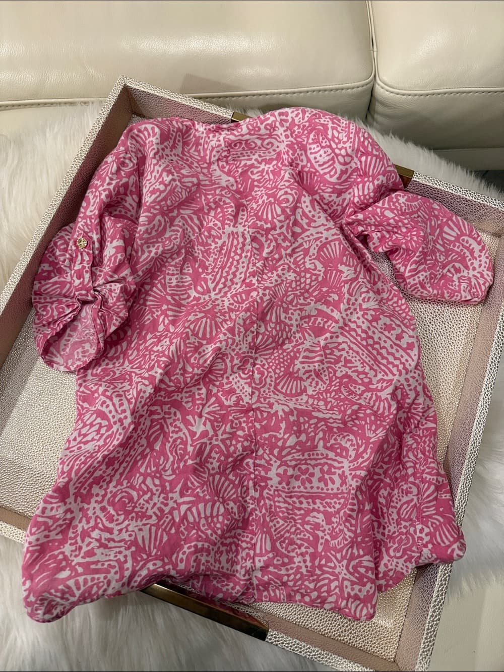 Lilly Pulitzer Pink White Floral Pullover Dress - Thumbnail 2