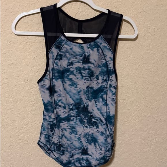 Lululemon Women's Teal Marble Print Mesh-Back Active Tank - Thumbnail 5