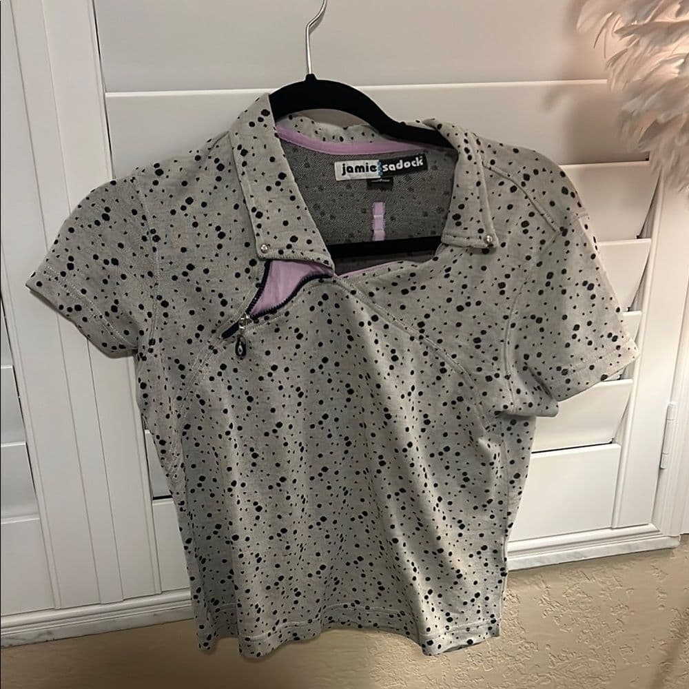Jamie Sadock Gray Polka Dot Polo Golf Shirt xs