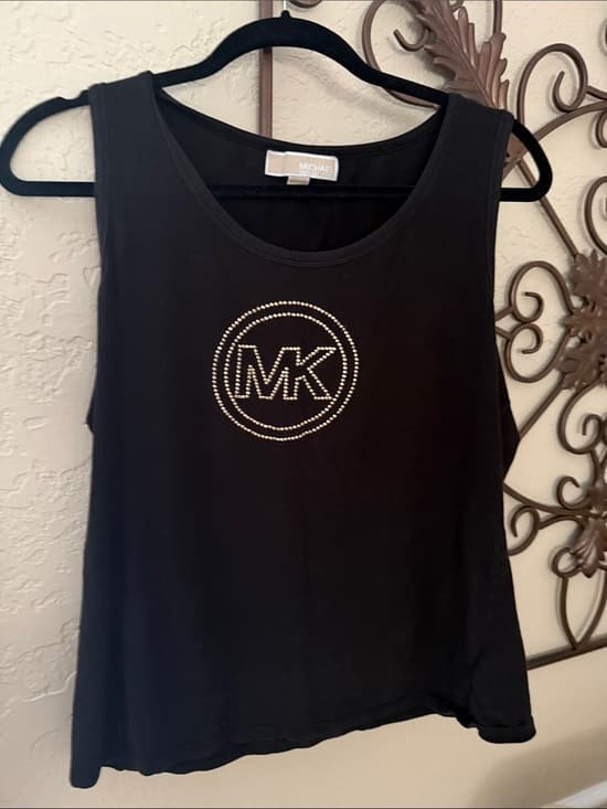 Michael Kors Black Tank with Gold MK Stud Logo large - Thumbnail 4