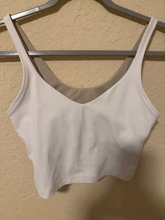 Lululemon White Crop Tank Top with Nude Lining size 8 - Thumbnail 4