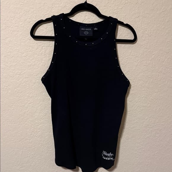 Harley-Davidson Black Women's Tank with Stud Accents - Thumbnail 4