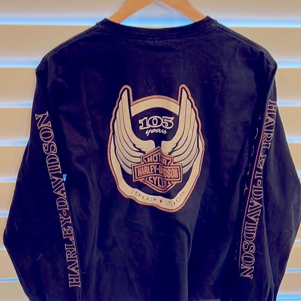 Mens Harley Davidson longsleeve logo tshirt 2008 medium - Thumbnail 4