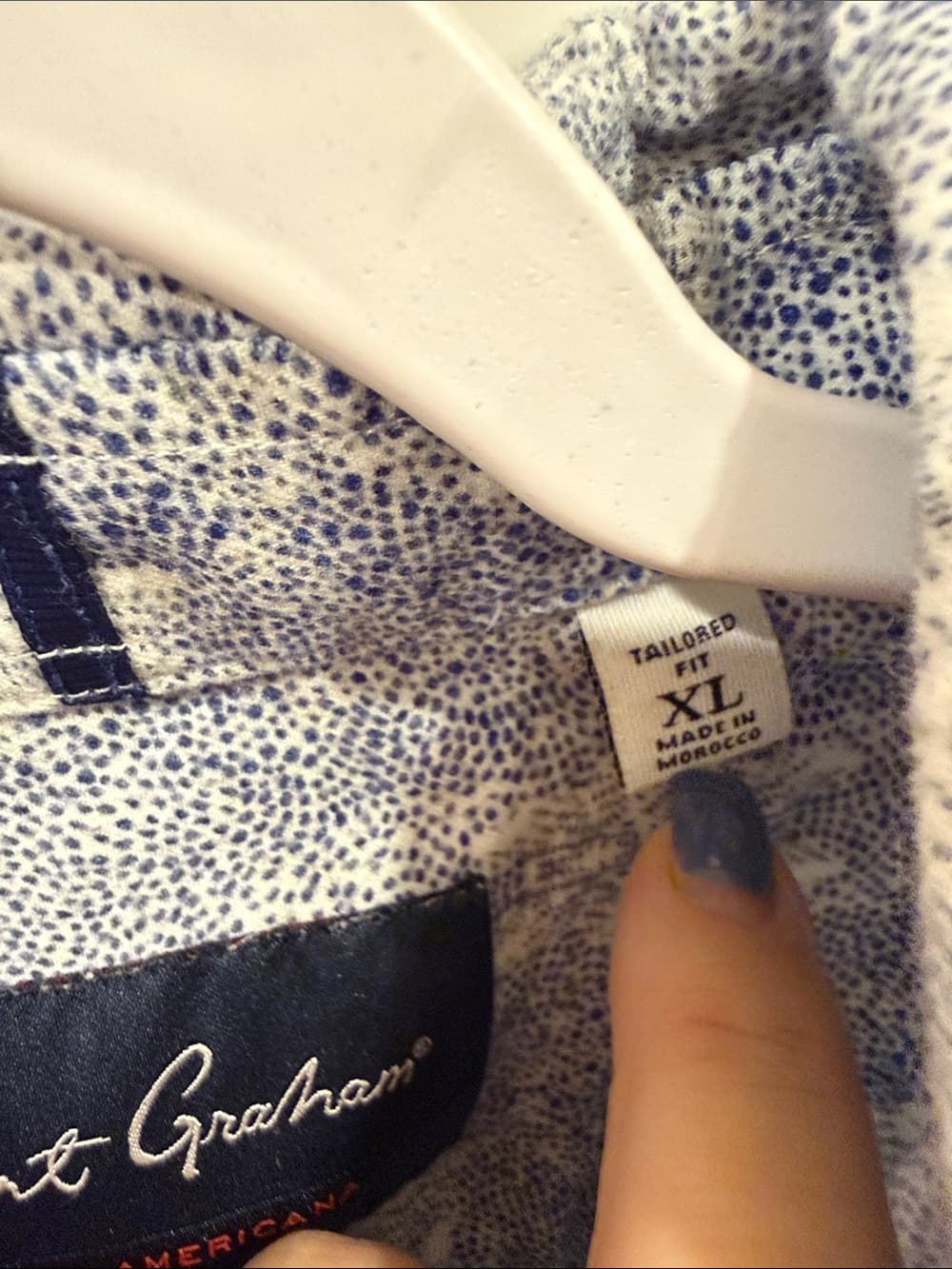 Robert Graham Blue and White Abstract-Print Button-Down Shirt