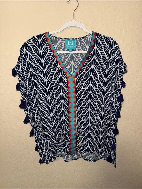 escapada Kauai Embroidered Joana Tassel Top xl - Thumbnail 4