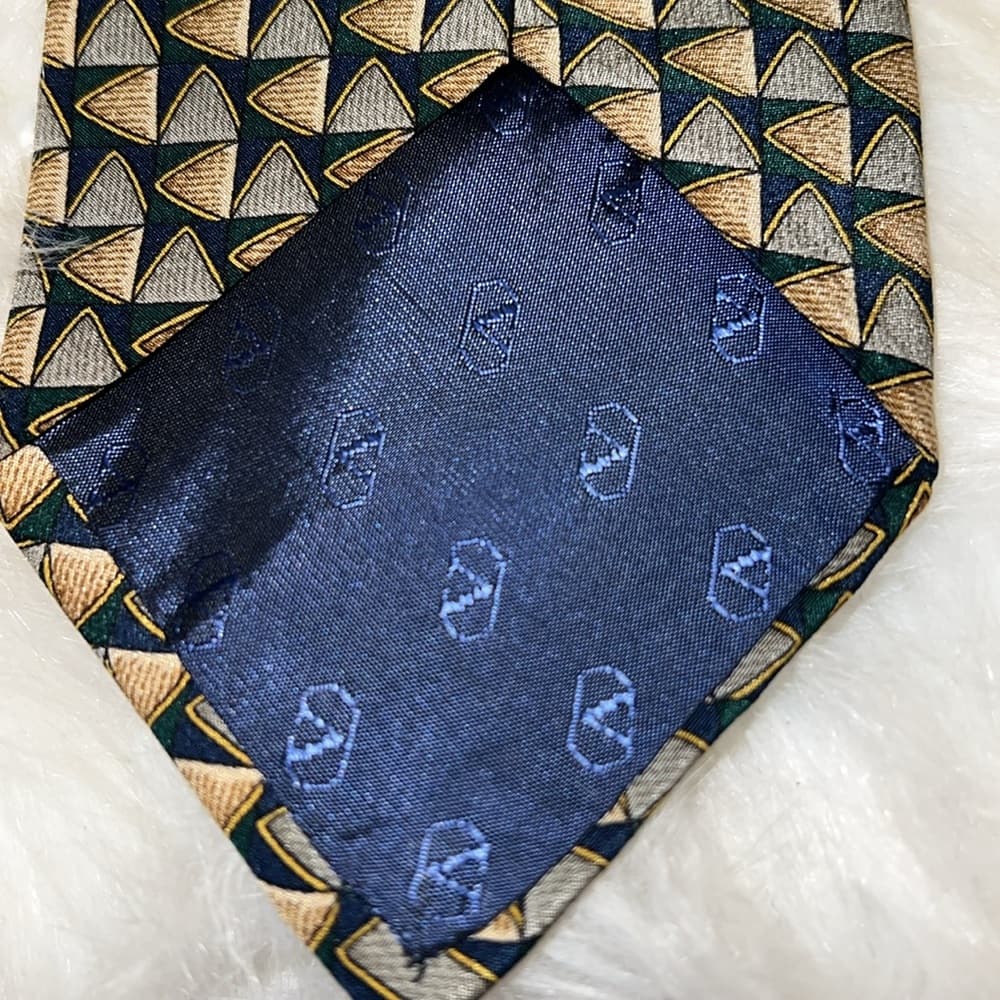 Valentino Black and Gold Geometric Silk Tie - Thumbnail 3