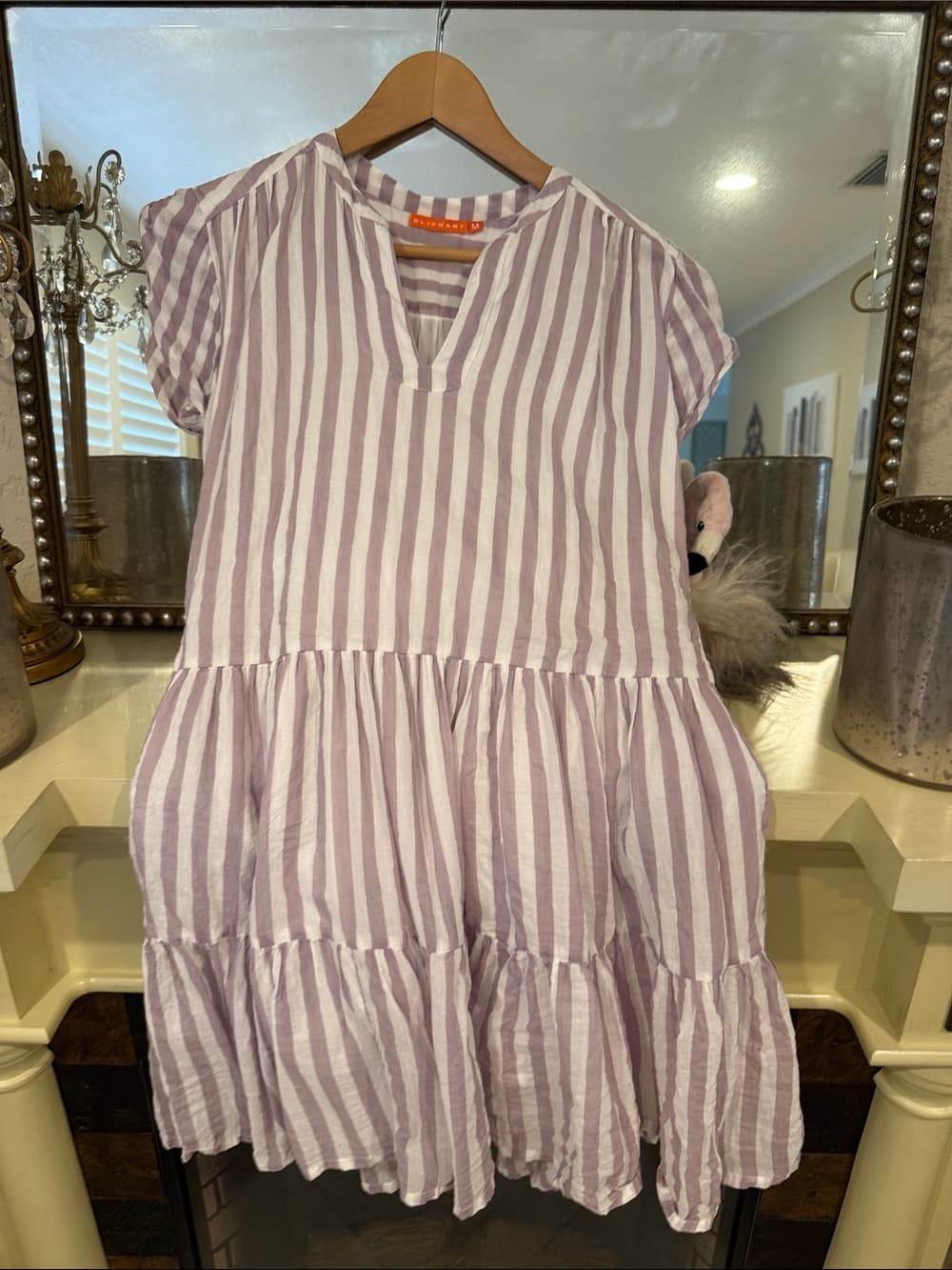 Oliphant Tan-Striped Tiered Tunic size medium - Thumbnail 4